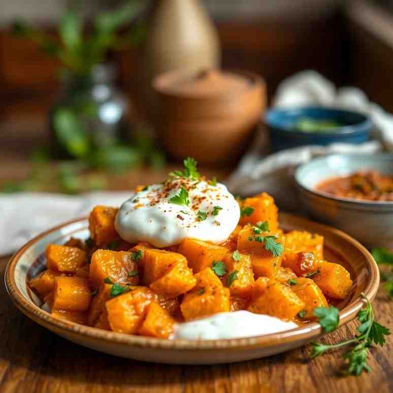 Kaddo Bourani Mix in Yogurt for Afghan Pumpkin Perfection